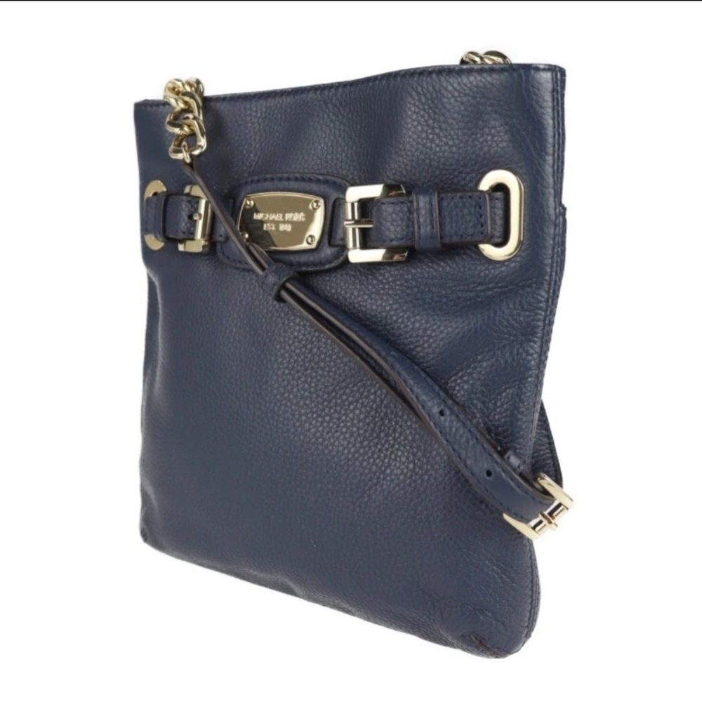 Michael Kors Dark Blue Crossbody Bag with Gold Accents